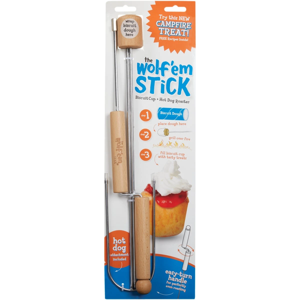 32 Inch Stainless Steel Campfire Roasting Stick With Biscuit Cup Attachment