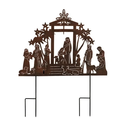 Evergreen Solar Nativity Garden Stake - Decorative Outdoor Christmas Yard Ornament