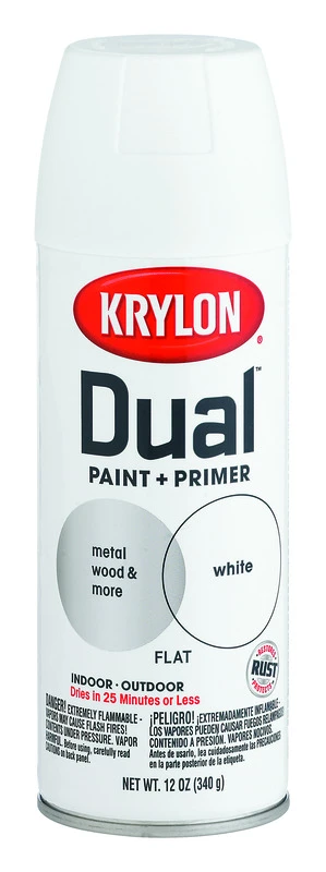 Dual Flat White Paint + Primer Spray Paint 12 Oz. - Versatile And Fast-drying