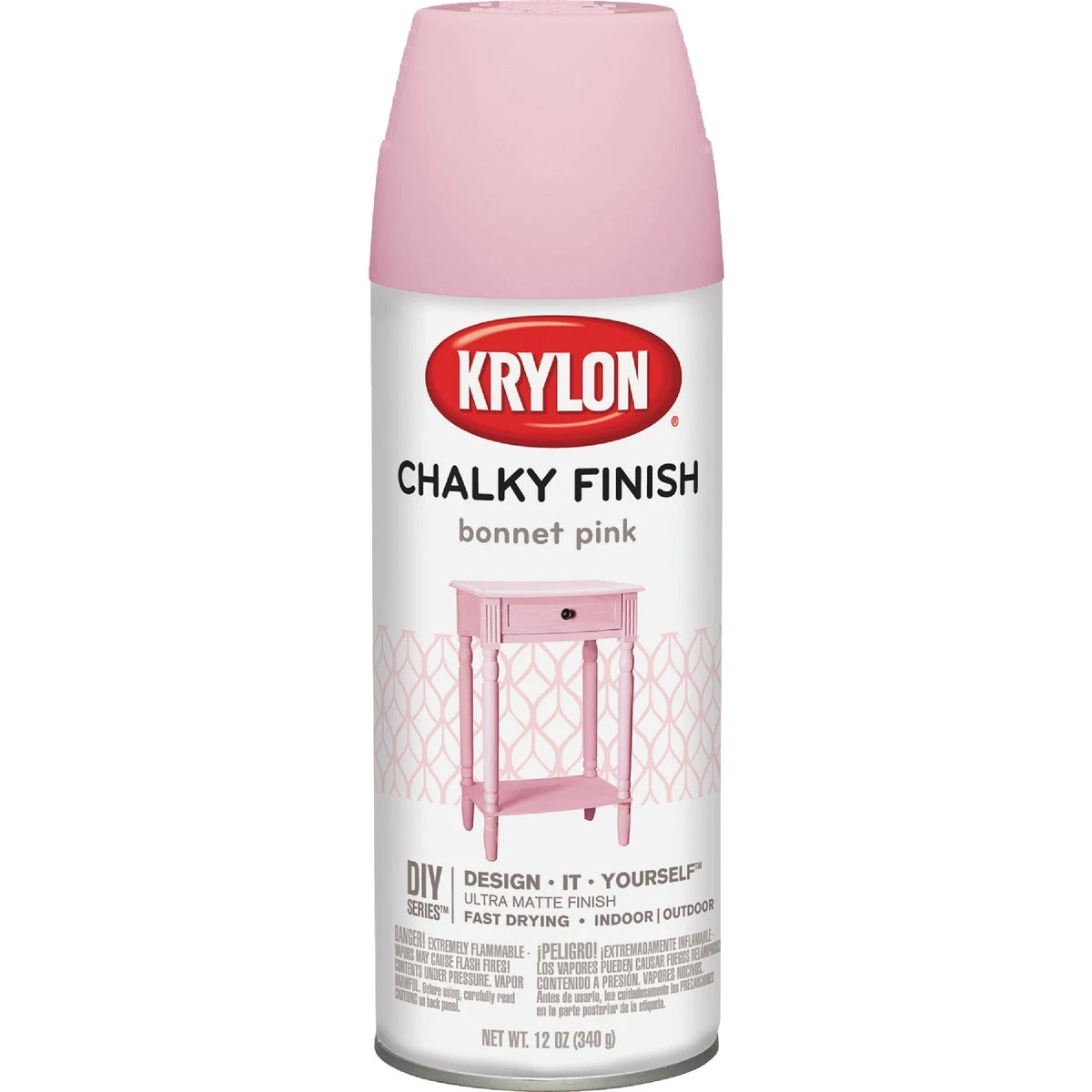 Chalky Finish 12 Oz. Ultra Matte Chalk Spray Paint In Bonnet Pink