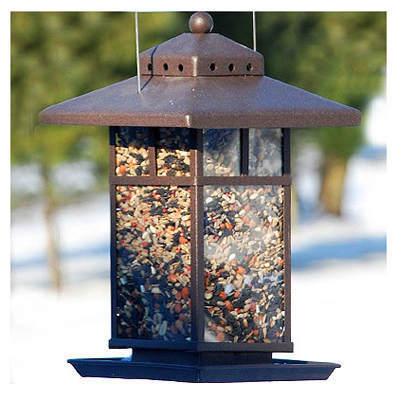 11" Metal Square Lantern Bird Feeder With 2.25 Lb Capacity