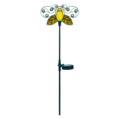 Solar Stake Light - Yellow Butterfly Design - Metal Construction - Model Gl29560yl