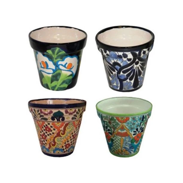 Cono Double-Fired Hand-Painted Ceramic Planter, 5.5 Inch Diameter