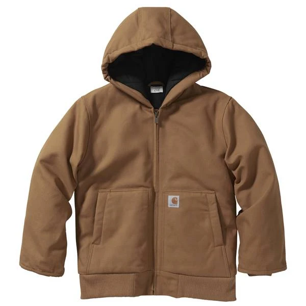 Boy's Insulated Hooded Active Jacket - Durable Canvas, Warmth & Comfort