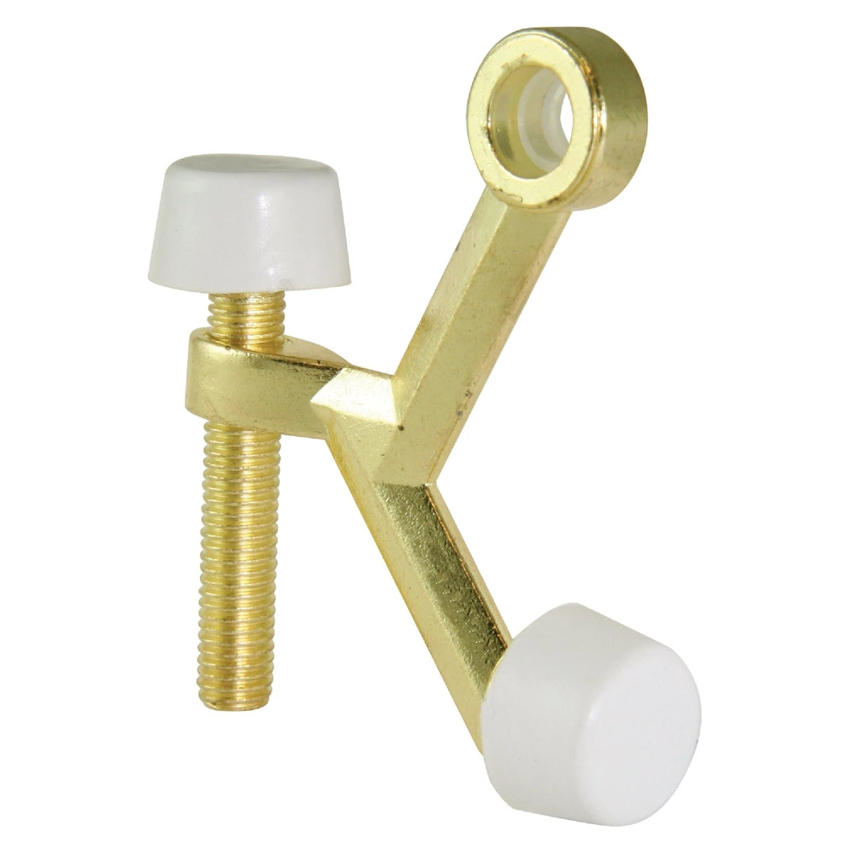 3 Inch Polished Brass Hinge Pin Door Stop With Adjustable Rubber Bumper