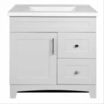 30 Inch Shaker Door & Drawer Vanity Combo With White Marble Top In Fashion Grey Finish