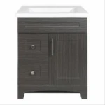 Shaker Style Door and Drawer Vanity Combo with Moderna Grigio Finish and White Marble Top, 24 Inches Wide