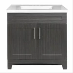 Shaker Vanity Combo, Moderno Grigio Finish With White Marble Top, 30 Inch Wide