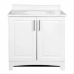 Whittier Combo Vanity with White Finish and White Cultured Marble Top, 30 Inches Wide