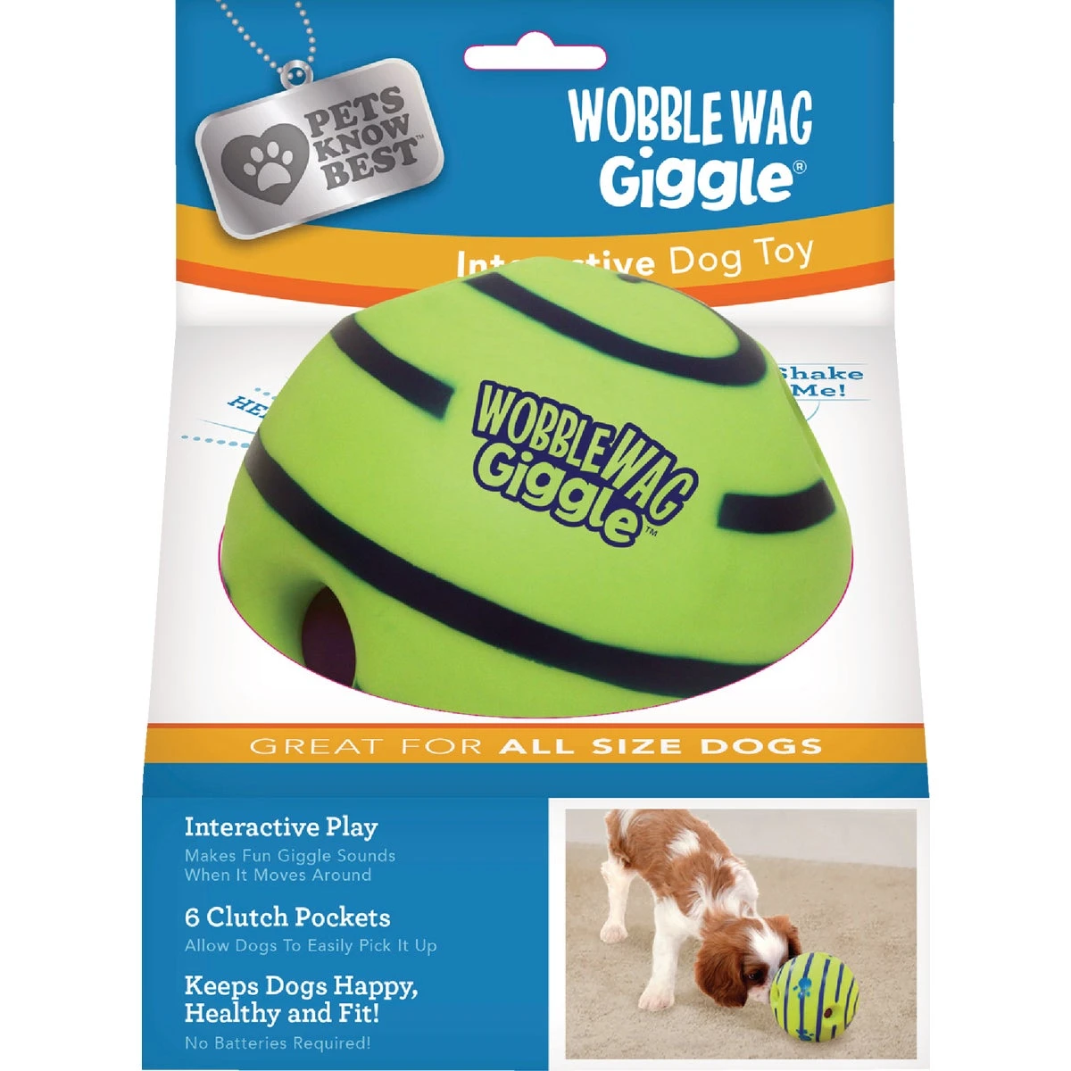 6-pocket Wobble Wag Giggle Ball - Interactive Dog Toy