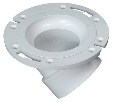 Polyvinyl Chloride Closet Flange with 45 Degree Angle for Toilet Drain Connection