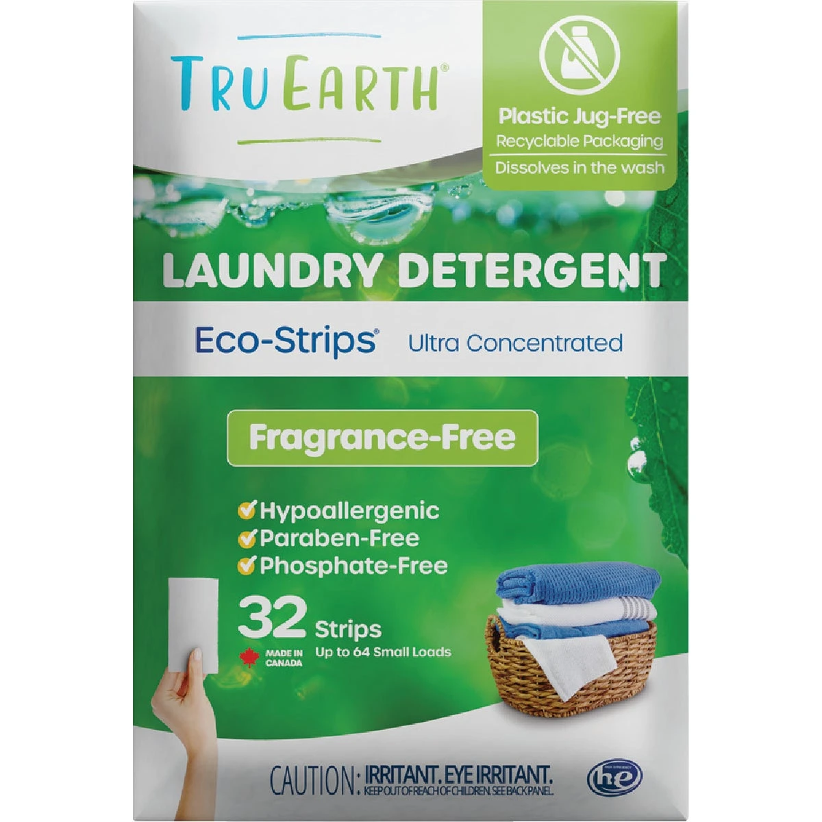 Eco-strips Fragrance Free Laundry Detergent - 32 Loads, Hypoallergenic, Eco-friendly