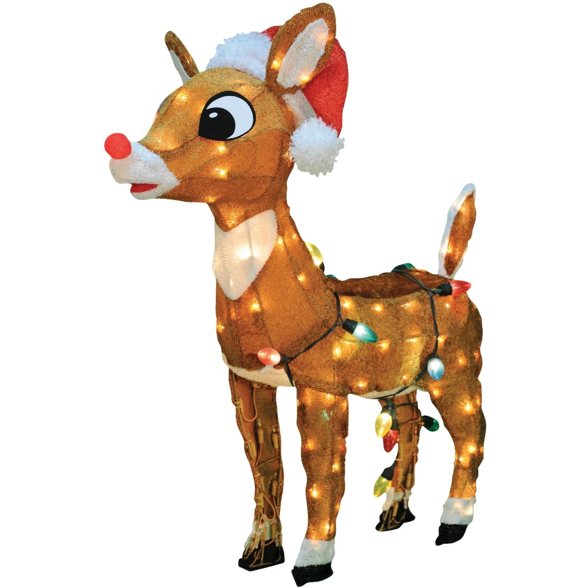 Standing Rudolph Three Dimensional Christmas Decoration with Eighty C9 Lights, Twenty Four Inch Height