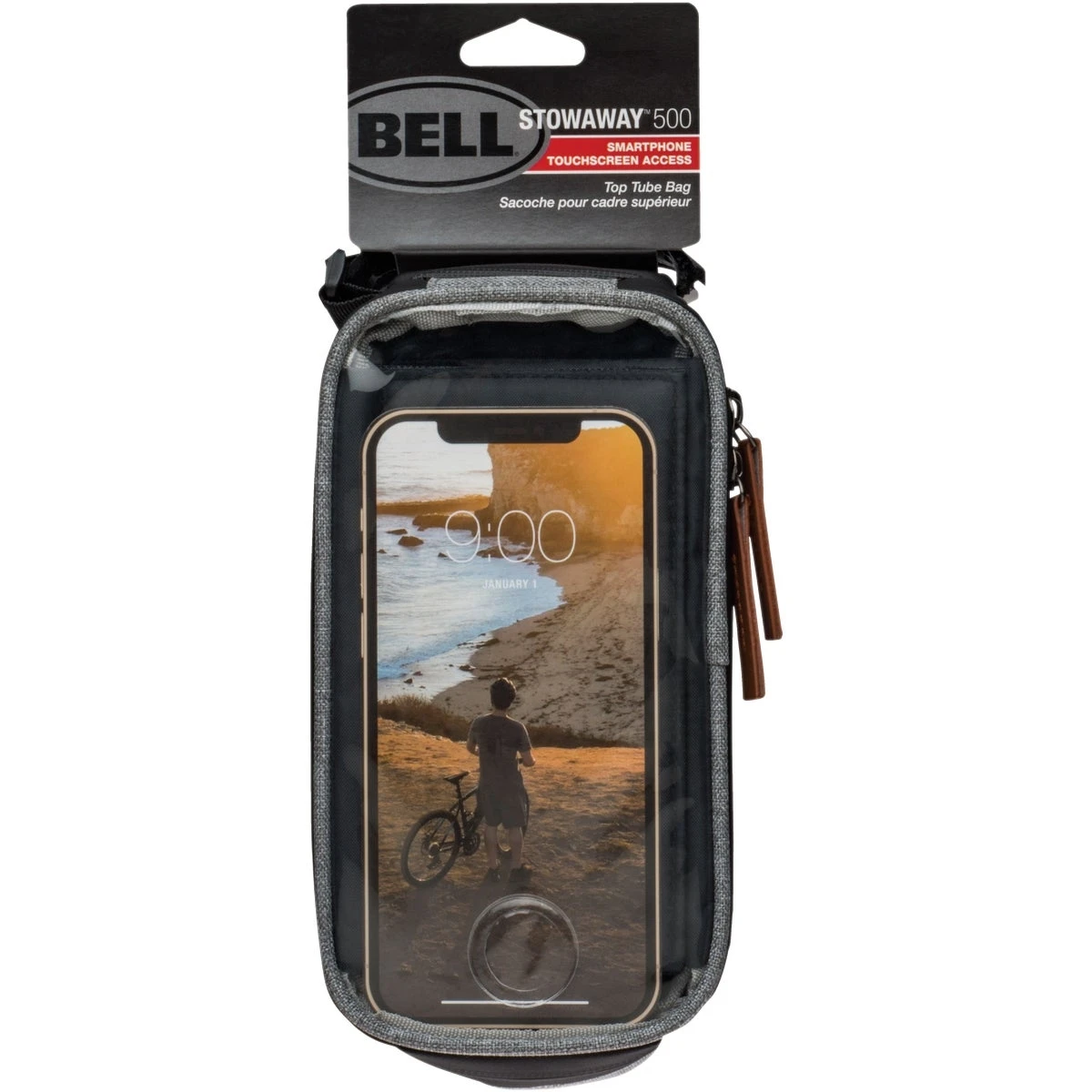 Bell Stowaway 500 Charcoal Bicycle Phone Holder For Top Tube With Touch Screen