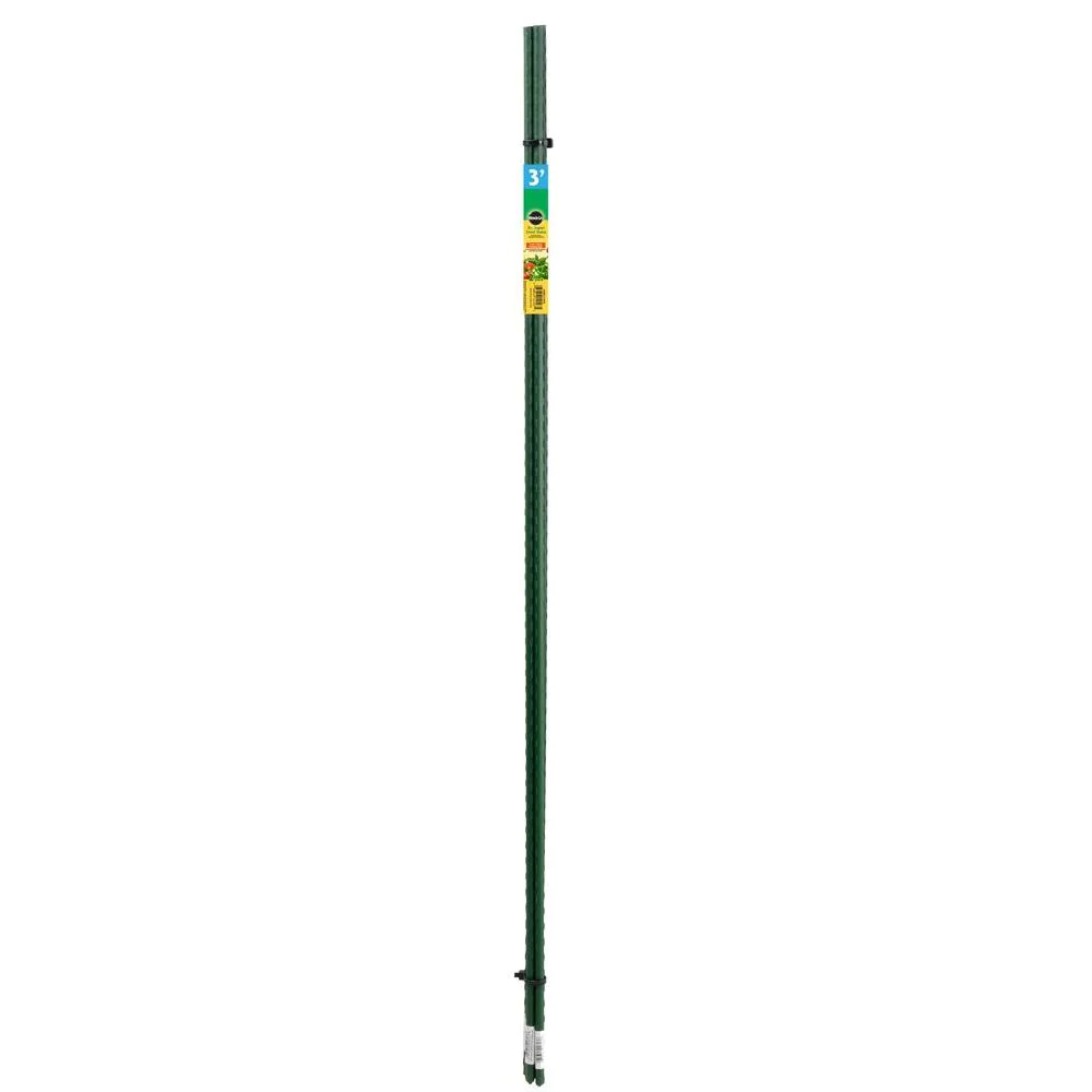 Steel Plant Stakes, Green Coated, 3-Ft., 2-Pk.