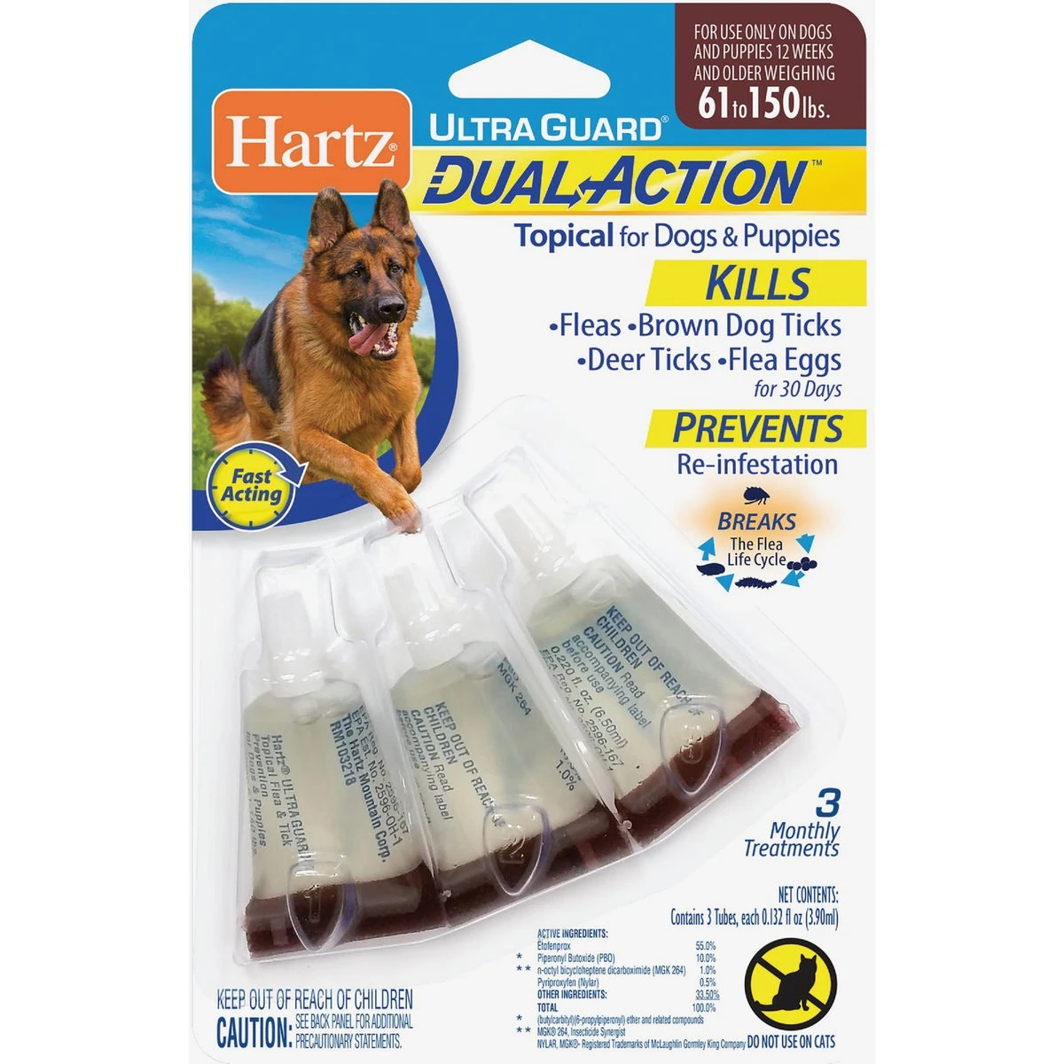 Ultraguard Dual Action Flea & Tick Treatment For Dogs 61-150 Lb - 3 Month Supply