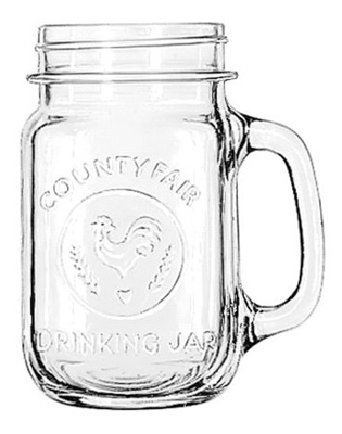 Mason Jar Drinking Glass, 16.5 Ounce Capacity, Clear Glass