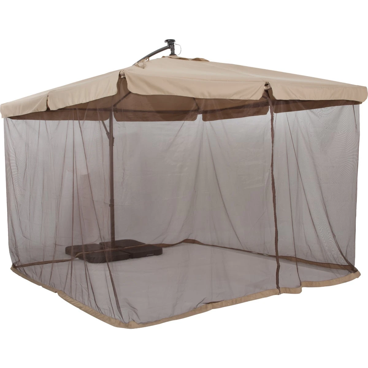 10 Ft. Gazebo Offset Tan Patio Umbrella With Led Lights