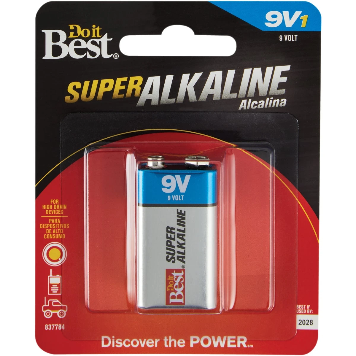 9v Single Pack Alkaline Battery - 662 Mah Capacity, 7 Year Shelf Life