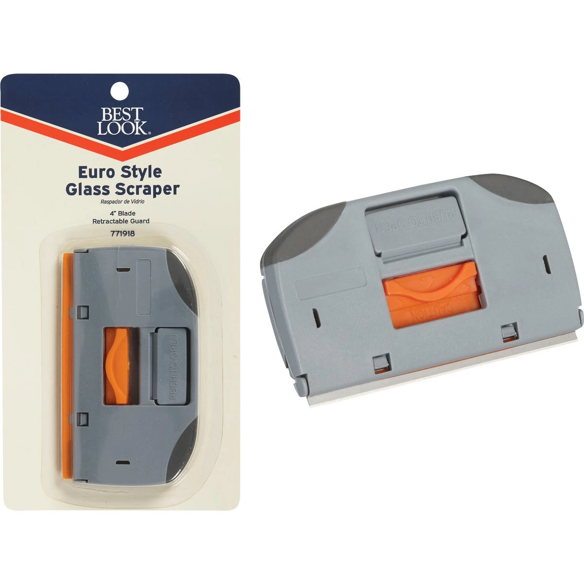 4 Inch Wide Euro-style Razor Scraper With Safety Features And Soft Grip Handle