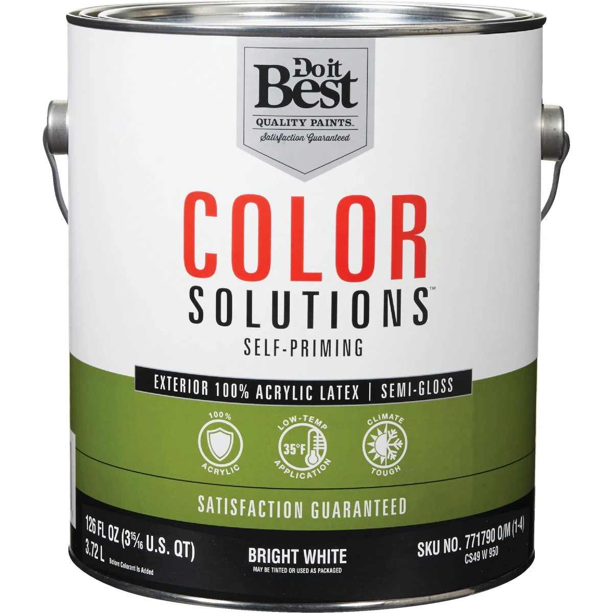 100% Acrylic Latex Semi-gloss Exterior House Paint, Bright White, 1 Gallon