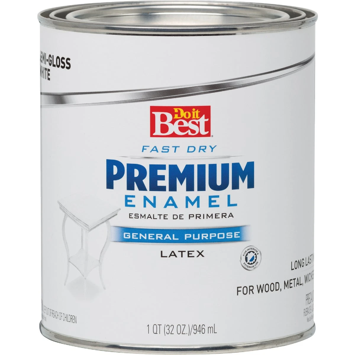 Fast Dry Acrylic Latex Semi-gloss Premium Enamel, White, 1 Quart