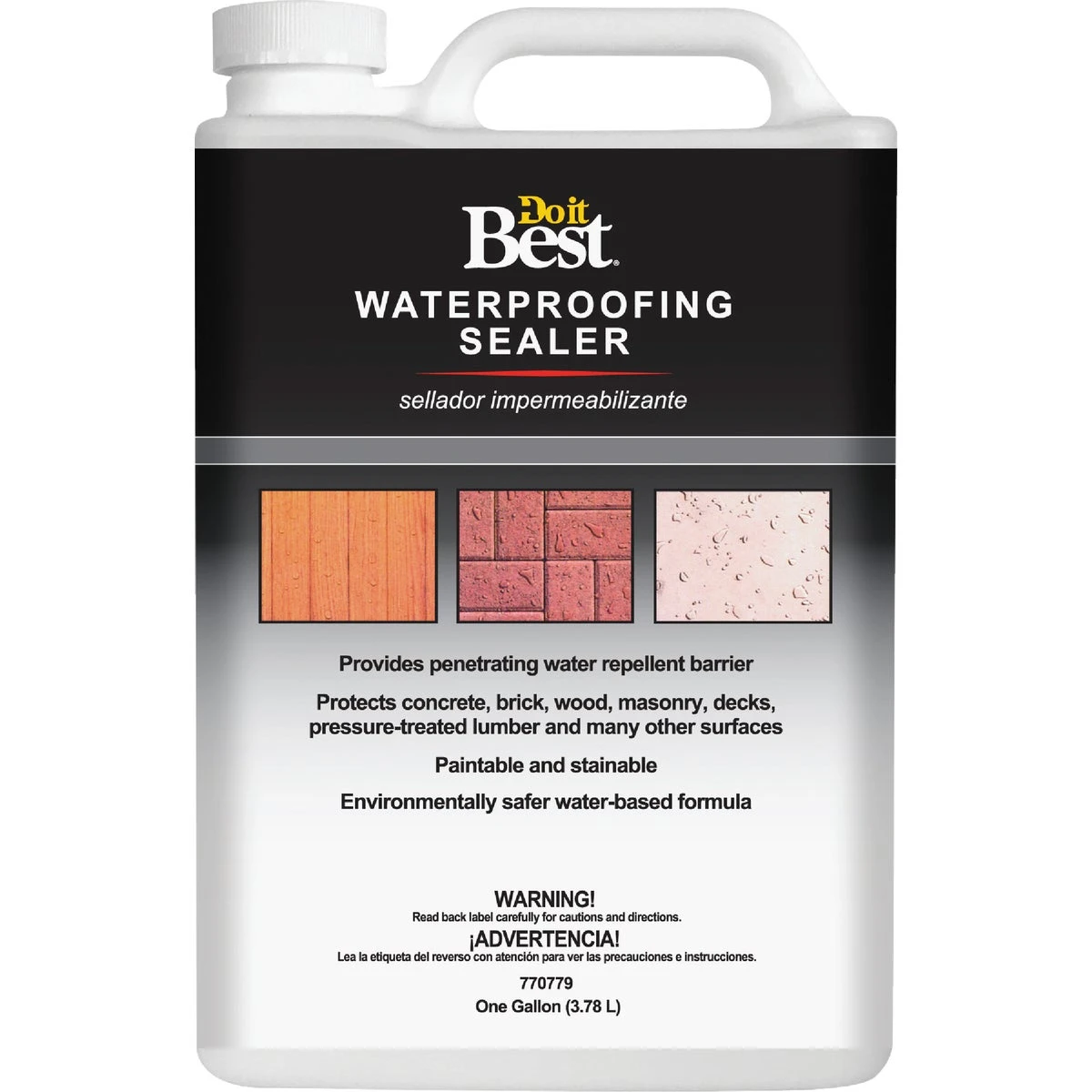 Clear Water-based Waterproofing Sealer, 1 Gallon - Protects Wood, Concrete & Brick
