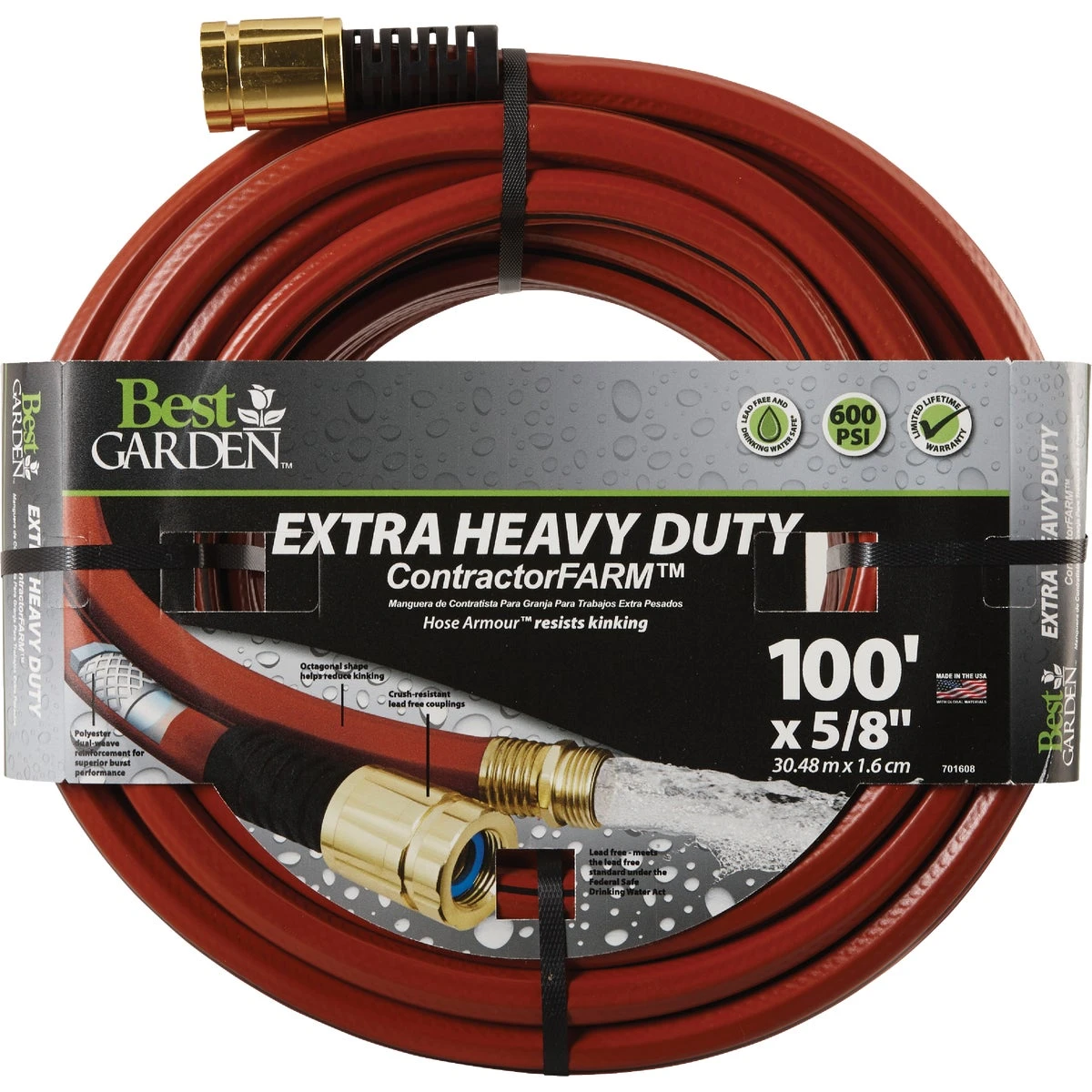 5/8 In. Dia. X 100 Ft. L. Drinking Water Safe Contractor Hose