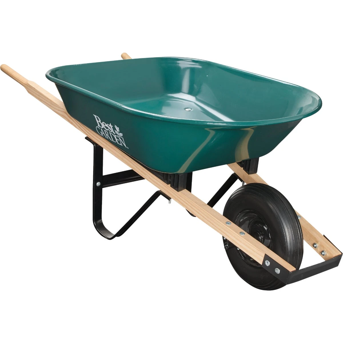 4 Cu. Ft. Flat Free Tire Steel Wheelbarrow With Hardwood Handles