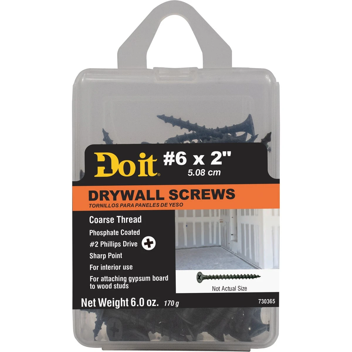 #6 X 2 Inch Coarse Thread Phosphate Drywall Screw - Hardened Steel
