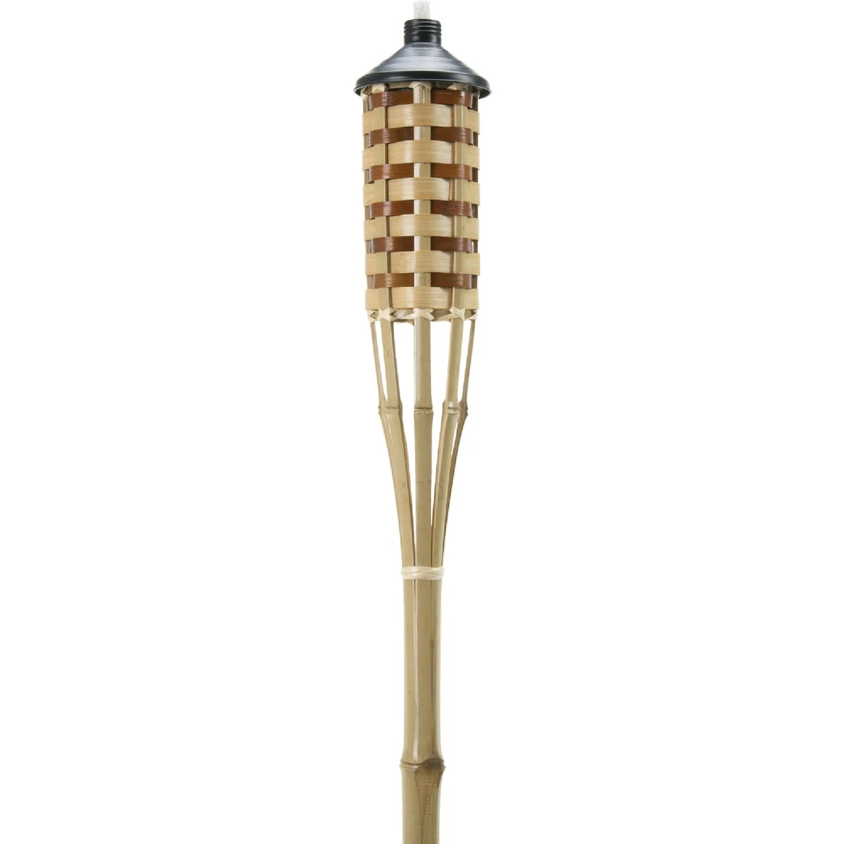 60 Inch Natural Bamboo Patio Torch With Fiberglass Wick And Refillable Canister