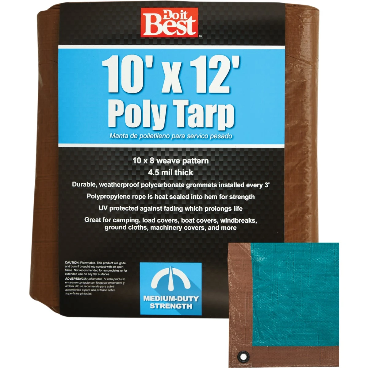 10 Ft. X 12 Ft. Green/brown Medium Duty Polyethylene Tarp With Grommets