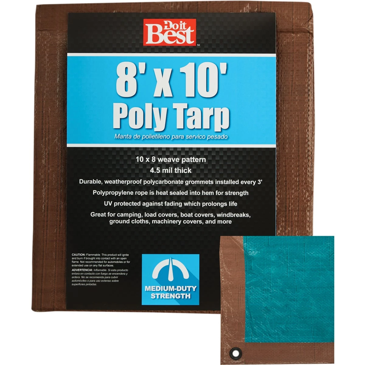 Do it Best 8x10 Green/Brown Woven Poly Tarp - Medium Duty UV Treated