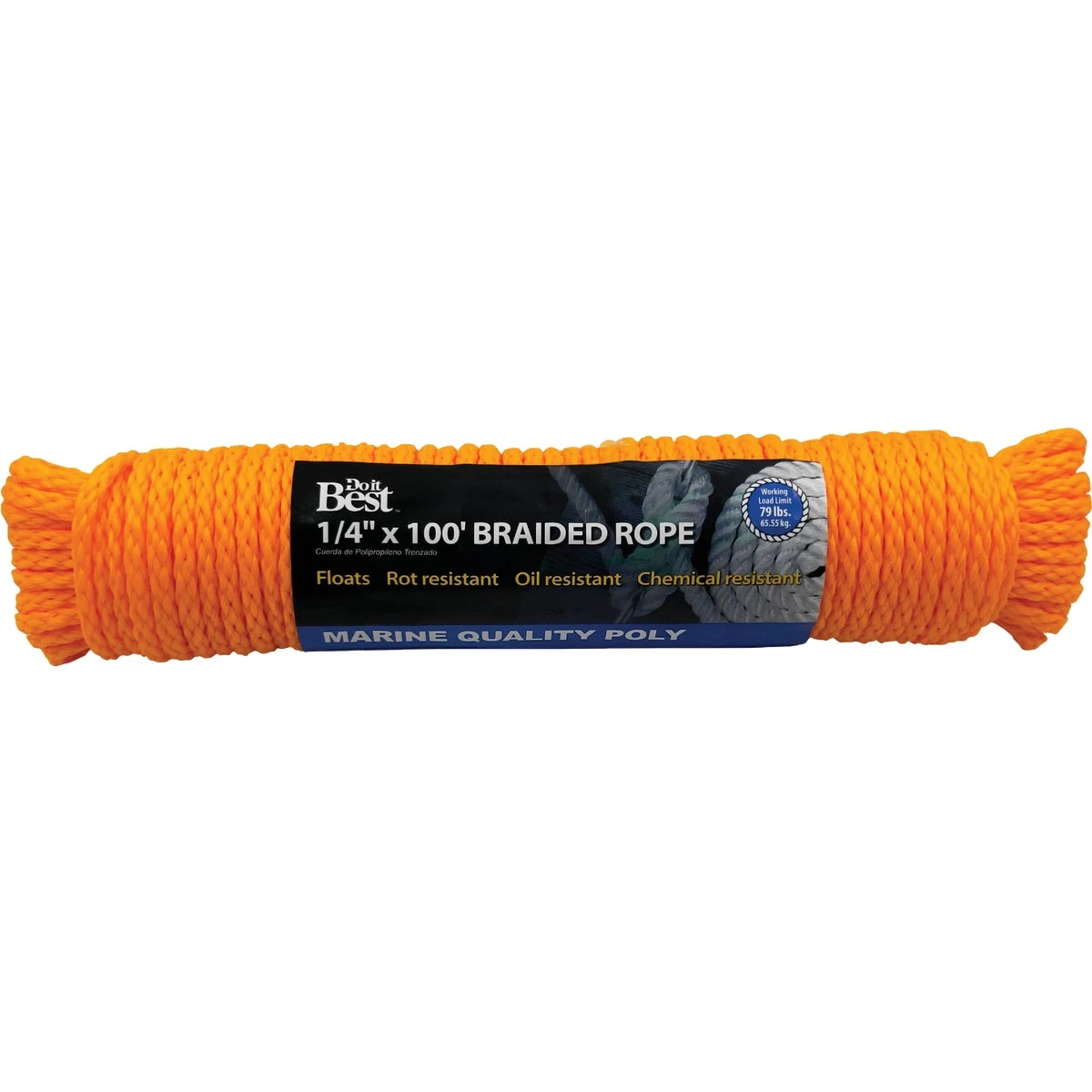 1/4 In. X 100 Ft. Yellow Braided Polypropylene Rope For Marine Use