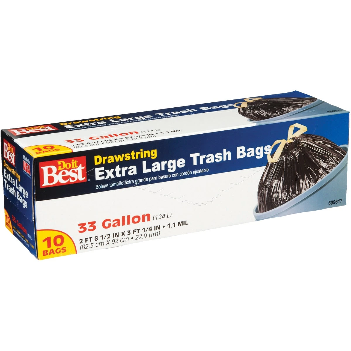 33 Gallon Extra Large Black Trash Bag With Drawstring Closure