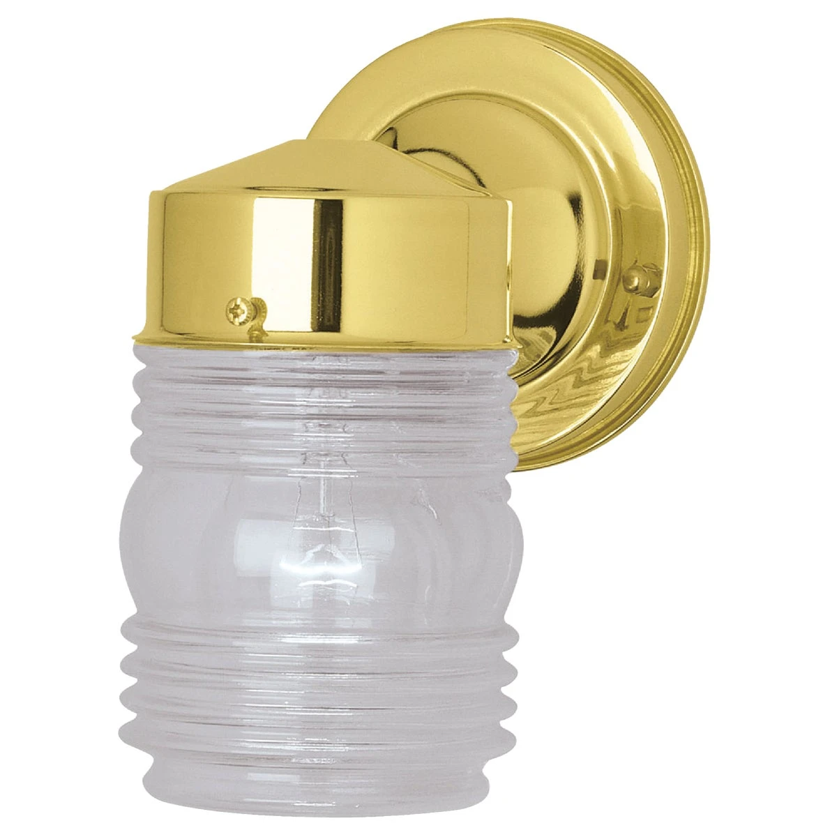 Polished Brass Incandescent Type A Outdoor Wall Light Fixture - 1-light Jelly Jar