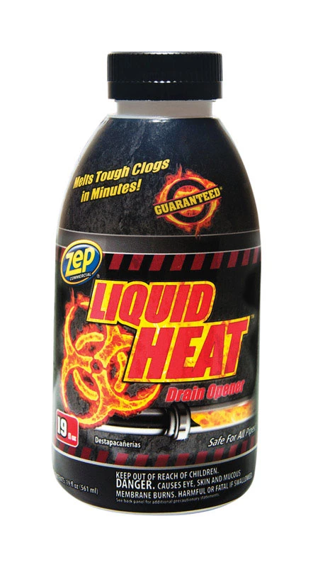 Zep Liquid Heat Drain Opener 19 Oz. - Powerful Clog Remover For Kitchen & Bathroom
