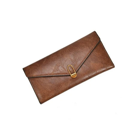 Ultra-thin Women's Soft Leather Wallet With Buckle Closure And Card Slots