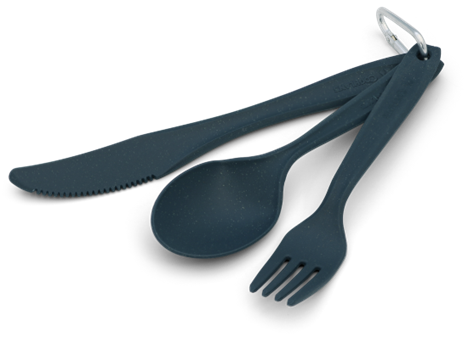 Lexan 3-piece Camp Cutlery Set With Carabiner - Lightweight And Eco-friendly