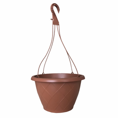 Terra Cotta Plastic Hanging Basket with Saucer, 12 Inch Diameter