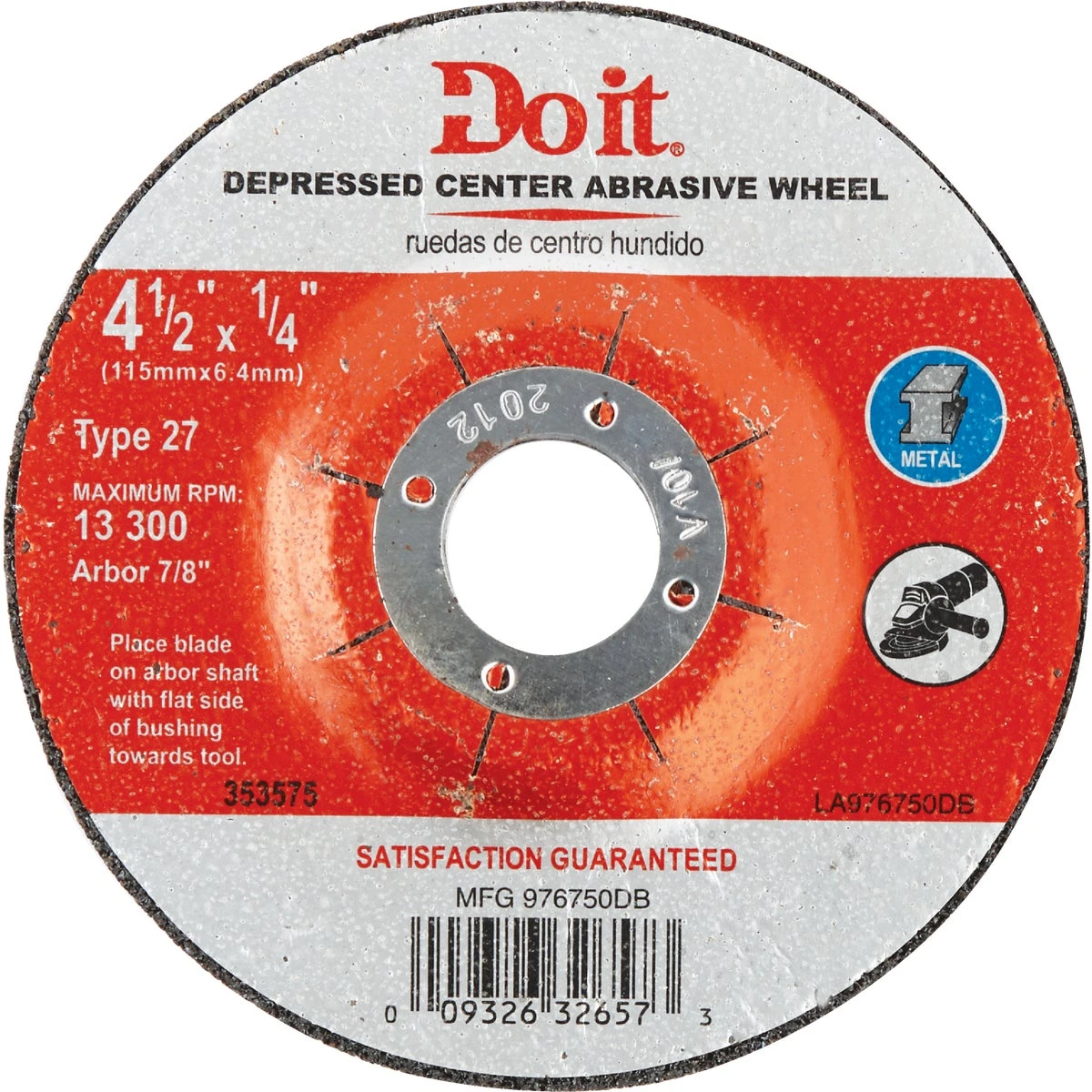 Type 27 4-1/2 In. X 1/4 In. X 7/8 In. Metal Cut-off Wheel For Angle Grinders