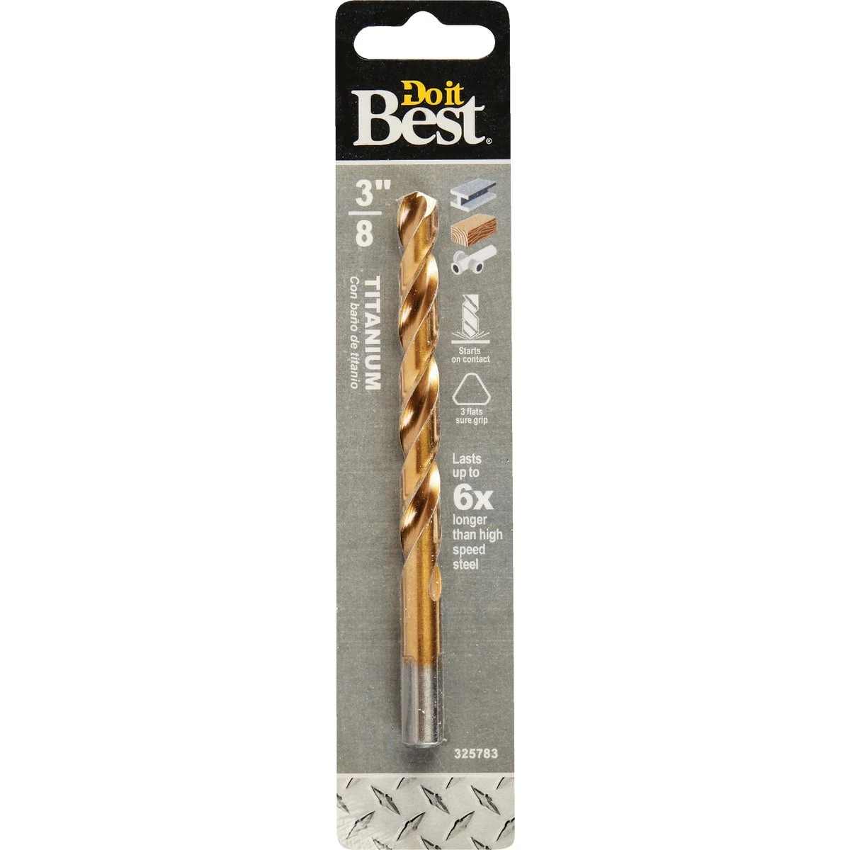 3/8 Inch Titanium Drill Bit - 5 Inch Length, 135 Degree Tip Angle