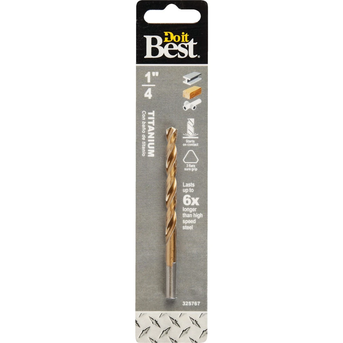 1/4 Inch Titanium Drill Bit - 4 Inch Length, 135 Degree Tip Angle