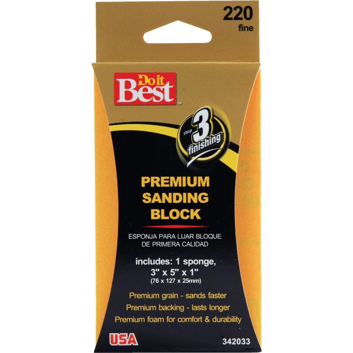 Premium 3 In. X 5 In. X 1 In. 220 Grit Fine Sanding Sponge