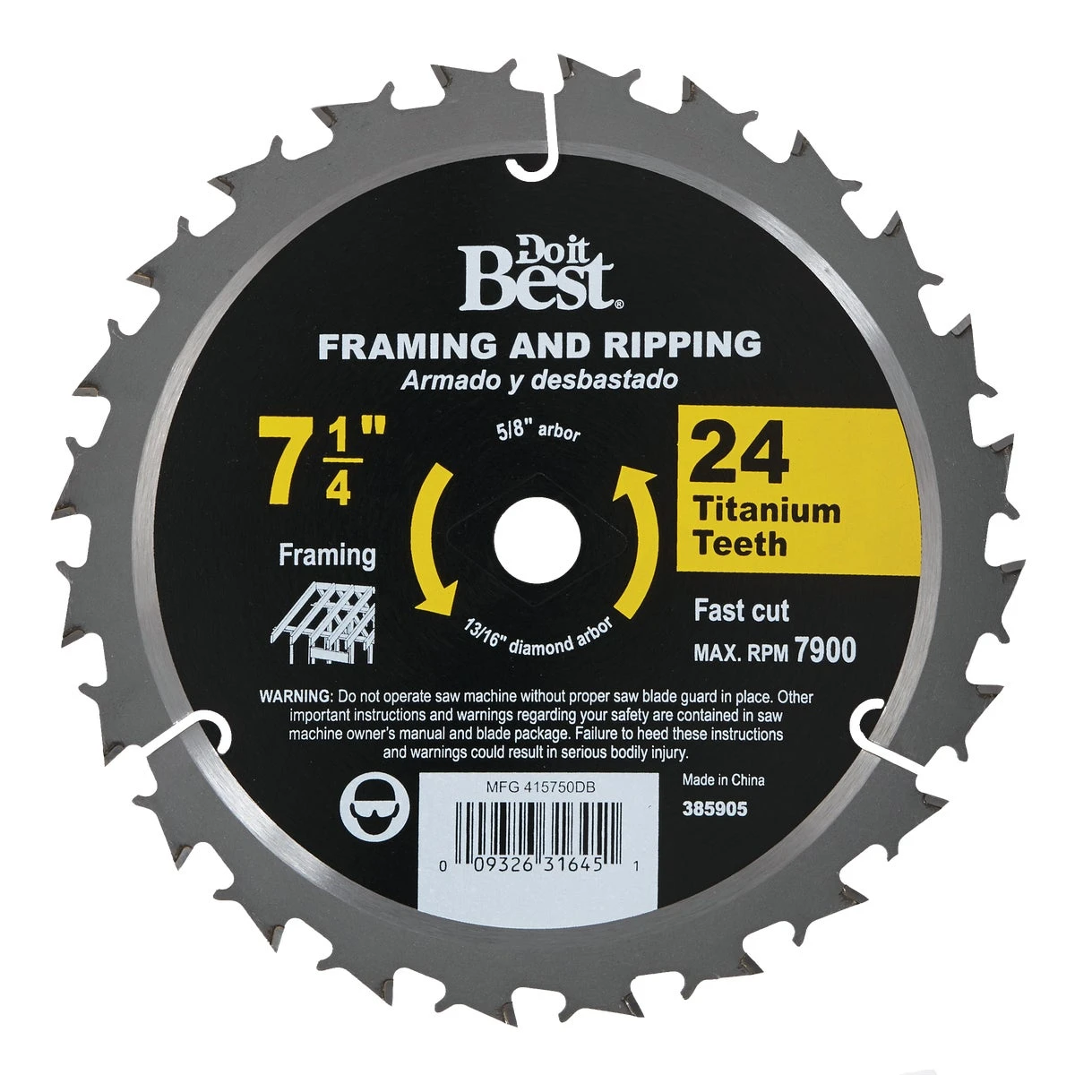 Professional 7-1/4 In. 24-tooth Circular Saw Blade For Framing & Ripping