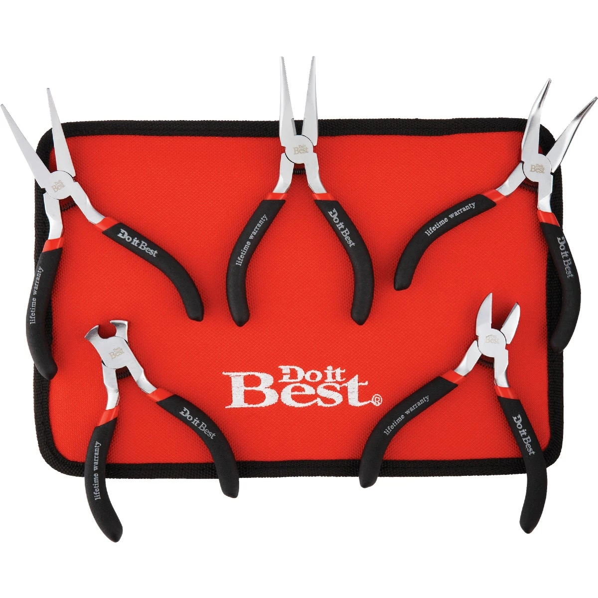 5-piece Hobby Pliers Set With Zipper Case - Chrome Vanadium Steel