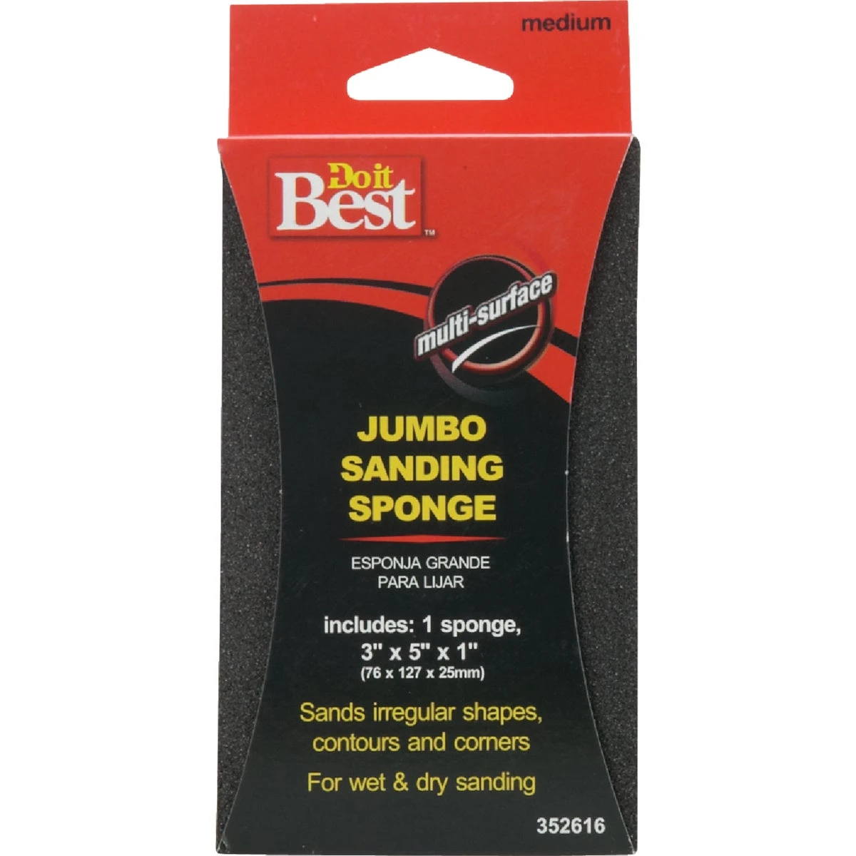 Jumbo All-purpose 3 In. X 5 In. X 1 In. 80 Grit Medium Sanding Sponge