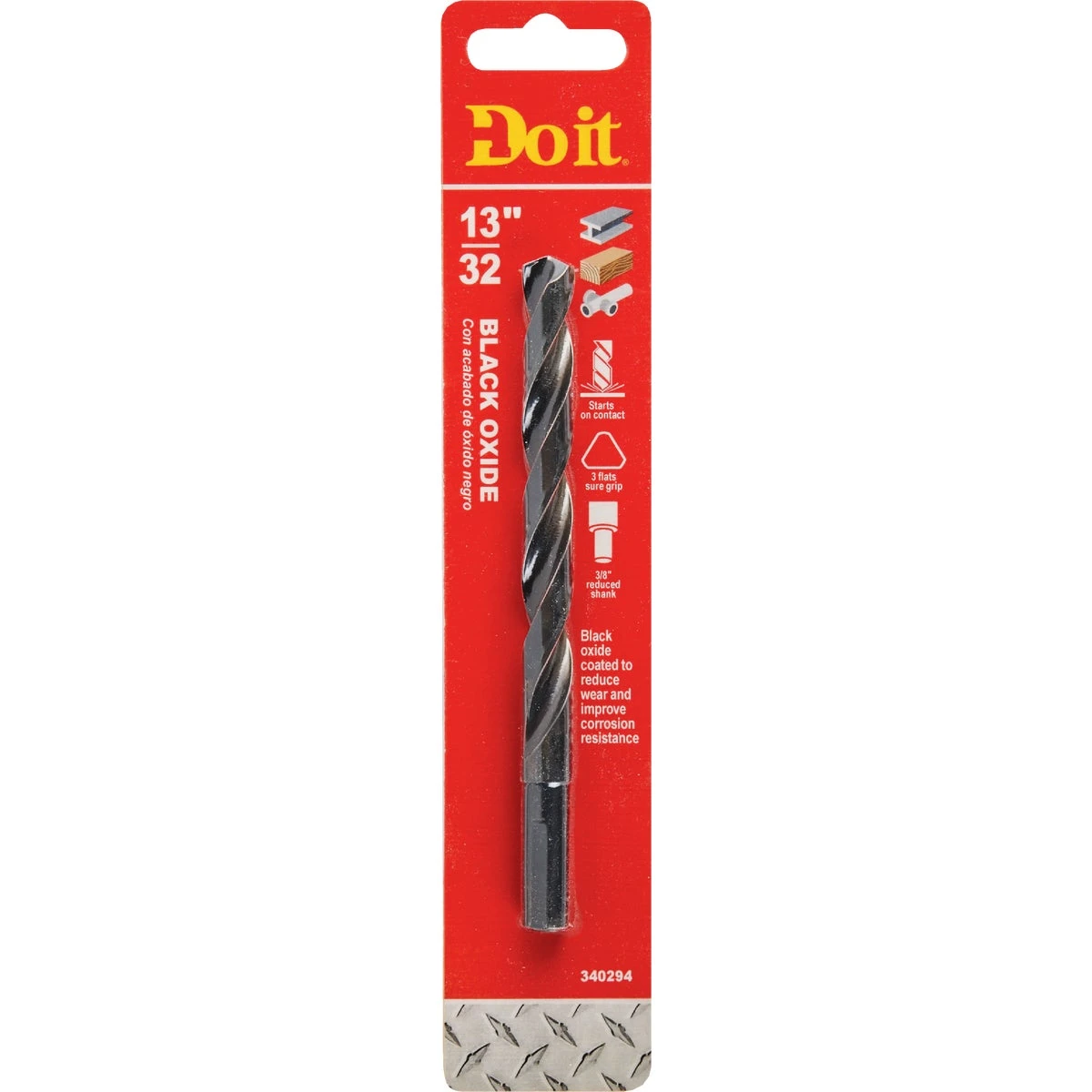 13/32 Inch Black Oxide Drill Bit - High-speed Steel, 135 Degree Tip