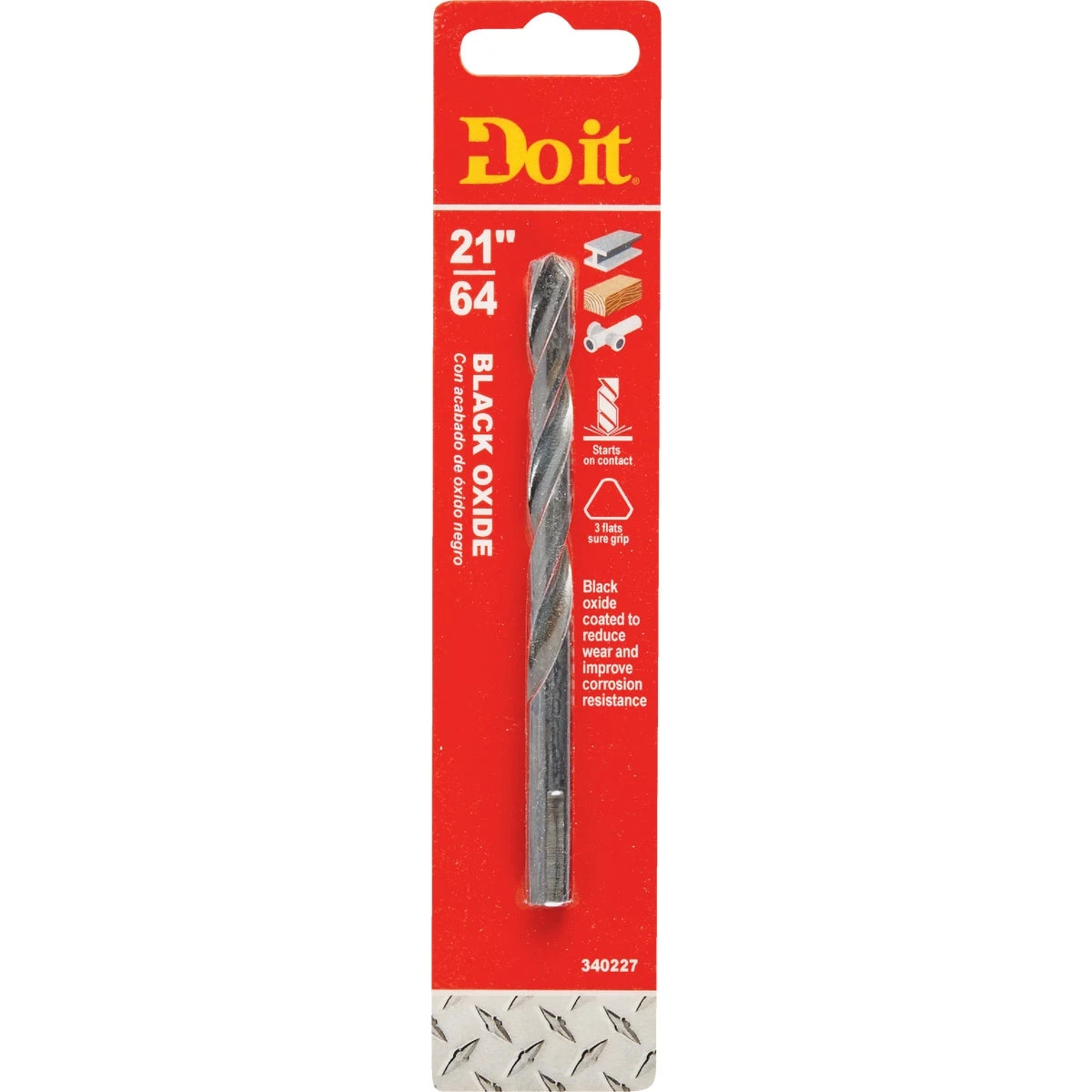21/64 Inch Black Oxide Drill Bit - Precision Ground High-speed Steel