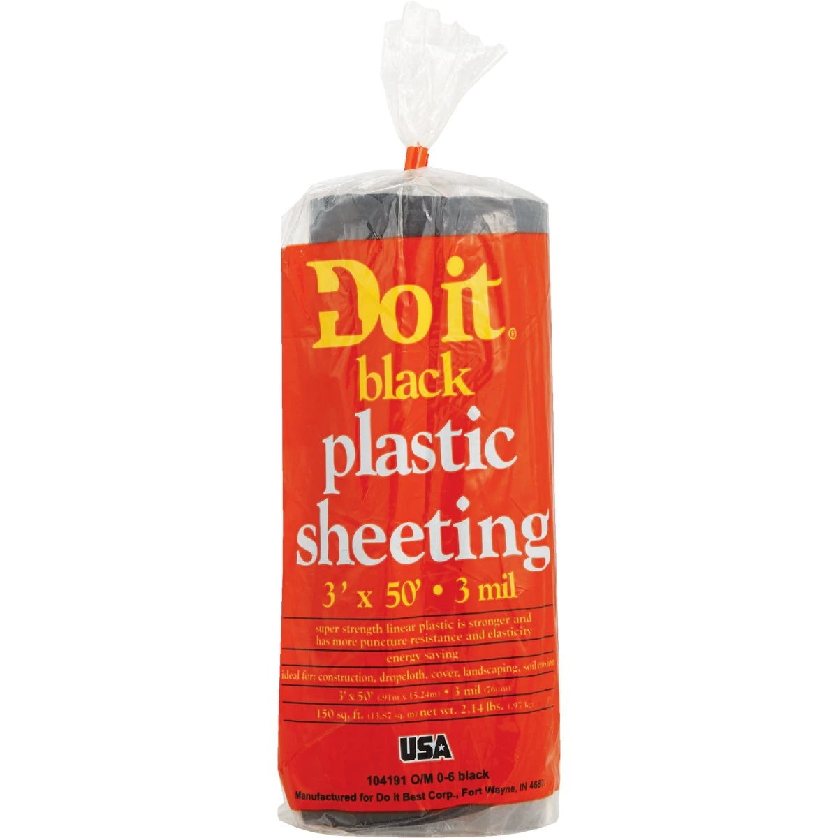 3 Ft. X 50 Ft. Black 3 Mil. Poly Film Sheeting For Versatile Use